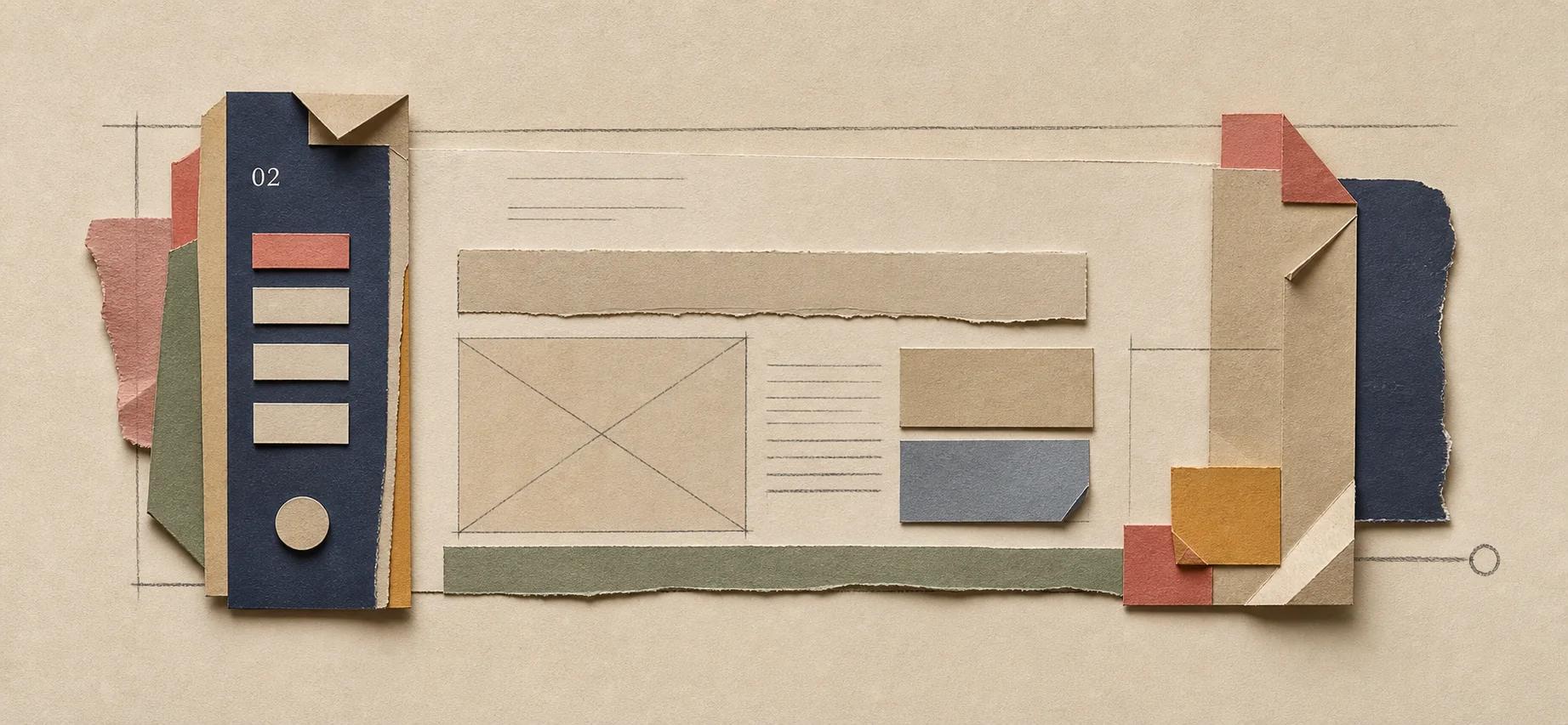 Papercraft artwork for Press stage two: Layout.